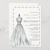 Crystal Look Wedding Gown Brautparty Einladung (Vorne/Hinten)