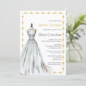 Crystal Look Wedding Gown Brautparty Einladung (Stehend Vorderseite)