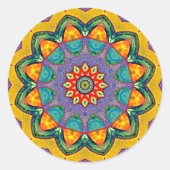 "Crystal Mandala Quilt" Runder Aufkleber (Vorderseite)