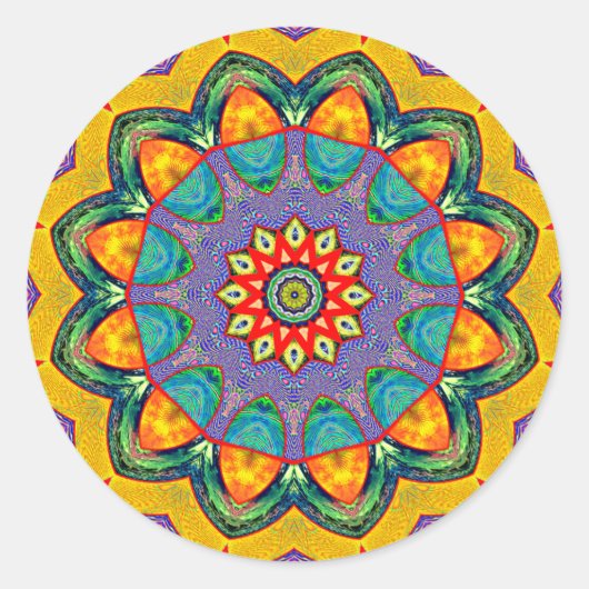 "Crystal Mandala Quilt" Runder Aufkleber (Vorderseite)