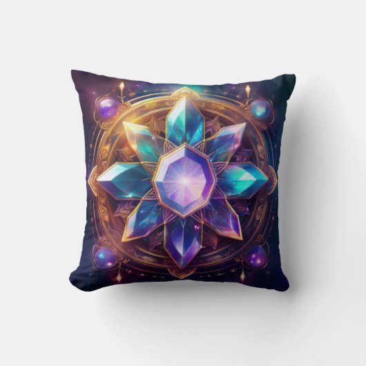 Crystal Mandala - Vibrant Gemstone Artwork Kissen (Vorderseite)