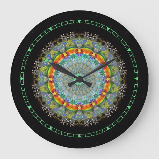 Crystal Mandala Wall Clock Große Wanduhr (Vorderseite)