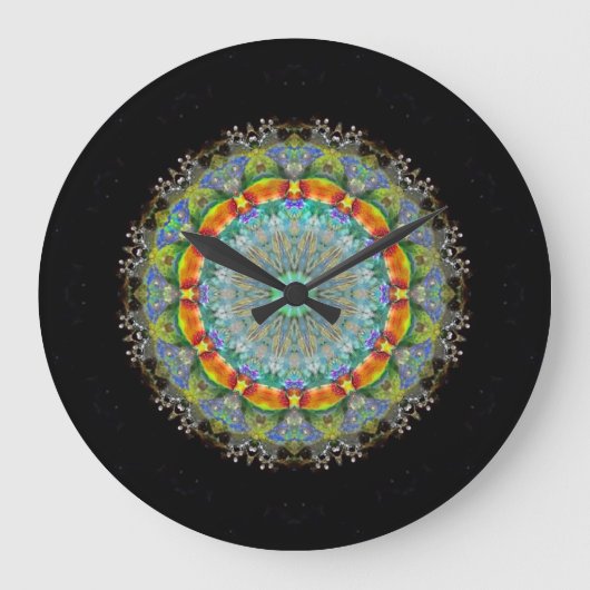 Crystal Mandala Wall Clock Große Wanduhr (Vorderseite)