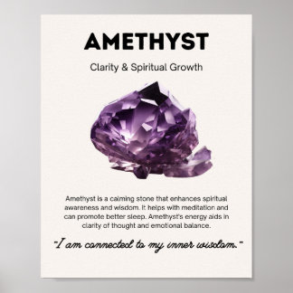 Crystal Meaning Amethyst, für Medizin und Yoga Poster