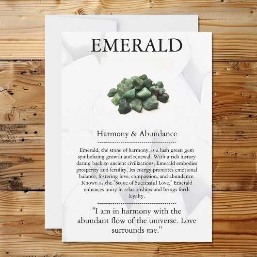 Crystal Meaning Card - Emerald Feiertagskarte