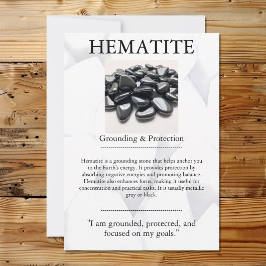 Crystal Meaning Card - Hematite Feiertagskarte