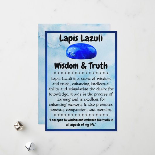 Crystal Meaning Card - Lapis Lazuli Feiertagskarte (Vorderseite/Rückseite Beispiel)