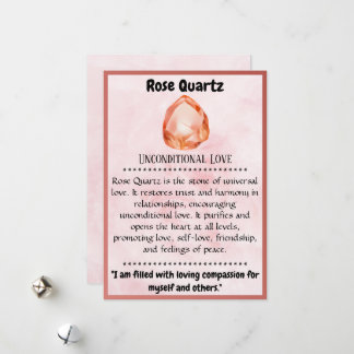 Crystal Meaning Card - Rose Quarz Feiertagskarte