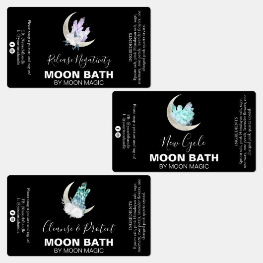 Crystal Moon Bath Soak Zaubermarken Etiketten (Gruppe)