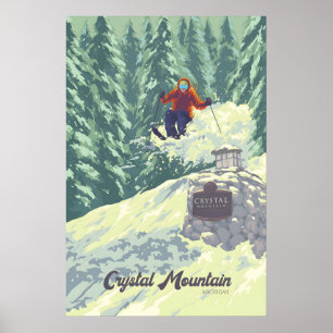 Crystal Mountain Michigan USA Skigebiet Reise Poster