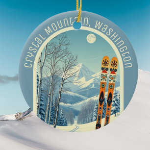 Crystal Mountain Washington Ski-Souvenir Keramik Ornament