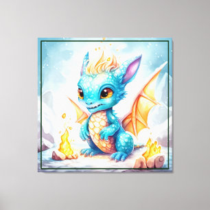 Crystal Niedlich Baby Blue Dragon Leinwanddruck