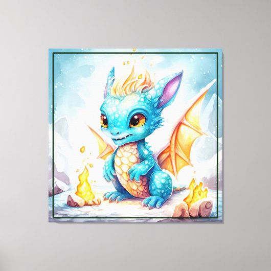 Crystal Niedlich Baby Blue Dragon Leinwanddruck (Vorderseite)