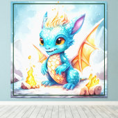 Crystal Niedlich Baby Blue Dragon Leinwanddruck (Insitu (Holzboden))