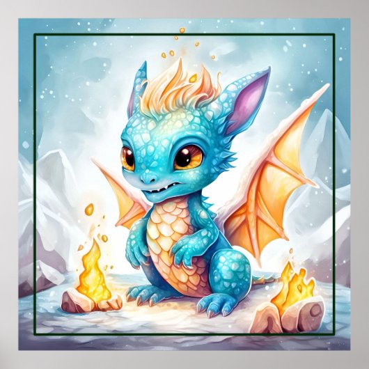 Crystal Niedlich Baby Blue Dragon Poster (Vorne)