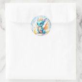Crystal Niedlich Baby Blue Dragon Runder Aufkleber (Tasche)
