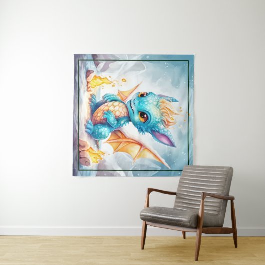 Crystal Niedlich Baby Blue Dragon Wandteppich (Beispiel (Horizontal))