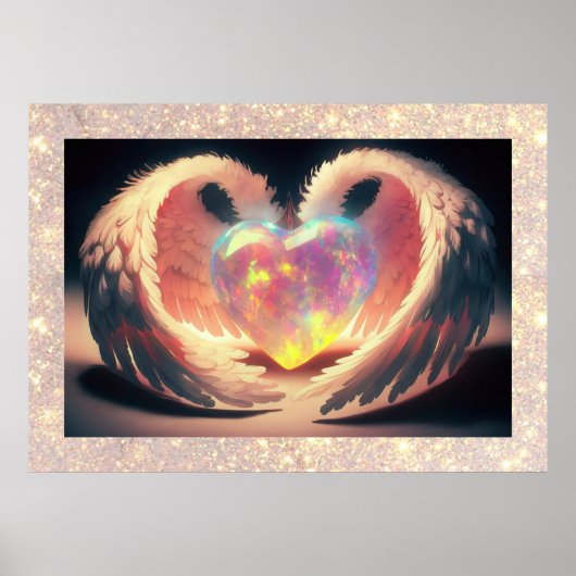 *~*~ Crystal Opal Heart Angel Wings AP78 Poster (Vorne)