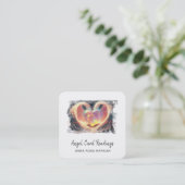 *~* Crystal Opal Heart QR Angel Wings AP78 Glow Quadratische Visitenkarte (Stehend Vorderseite)