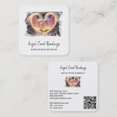 *~* Crystal Opal Heart QR Angel Wings AP78 Glow Quadratische Visitenkarte (Vorne/Hinten)