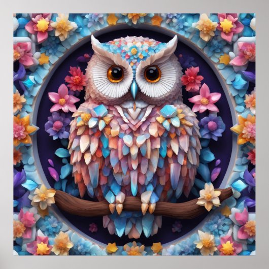 Crystal Owl Design behalten oder selbst entwerfen Poster (Vorne)