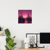 Crystal Peaks under a Vibrant Pink Sunset Poster (Heimbüro)