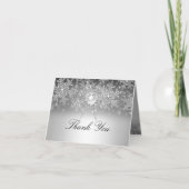 Crystal Pearl Snowflake Silver Danke Karte (Vorderseite)