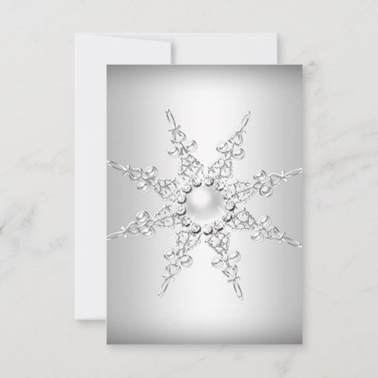 Crystal Pearl Snowflake Silver Save the Date (Rückseite)