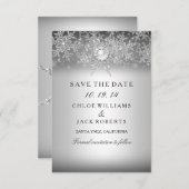 Crystal Pearl Snowflake Silver Save the Date (Vorne/Hinten)