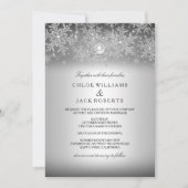 Crystal Pearl Snowflake Silver Winter Wedding Einladung (Vorderseite)