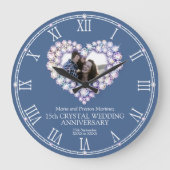 Crystal photo heart 15th wedding anniversary große wanduhr (Vorderseite)
