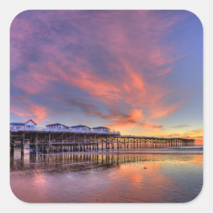 Crystal Pier Sunset Quadratischer Aufkleber