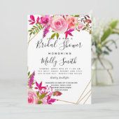 Crystal Pink Peach Rose Aquarell Brautparty Einladung (Stehend Vorderseite)