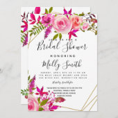 Crystal Pink Peach Rose Aquarell Brautparty Einladung (Vorne/Hinten)