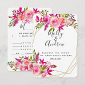 Crystal Pink Peach Rose Hochzeit RSVP Antwort KART (Vorne/Hinten)