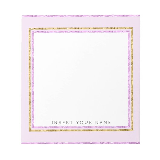 Crystal Pink und Gold Notepad 5,5" x 6" Notizblock (Vorderseite)