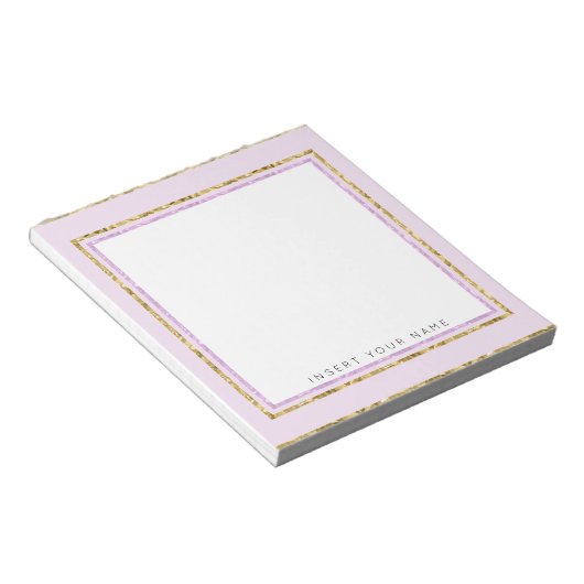 Crystal Pink und Gold Notepad 5,5" x 6" Notizblock (angewinkelt)