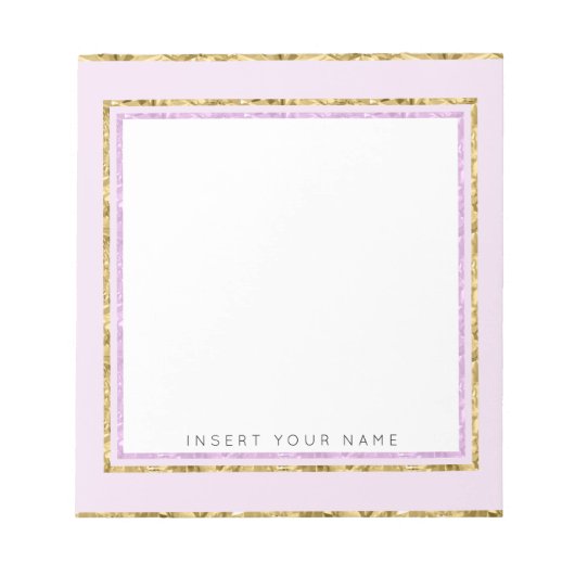 Crystal Pink und Gold Notepad 5,5" x 6" Notizblock (Vorderseite)