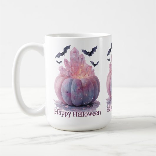 Crystal Pumpkin Happy Halloween Ästhetik Kaffeetasse (Links)