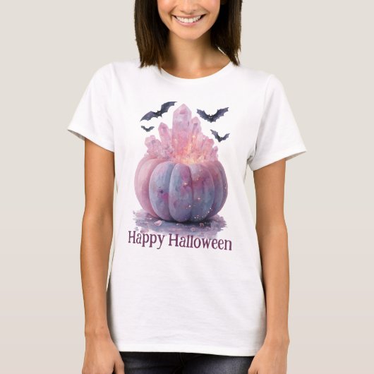 Crystal Pumpkin Happy Halloween Ästhetik T-Shirt (Vorderseite)