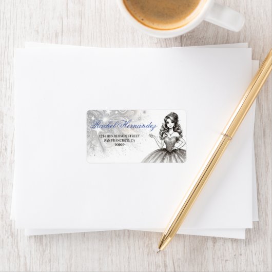 Crystal Quinceañera Girl Adressaufkleber (Insitu)