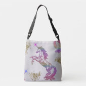 Crystal Rainbow Unicorn Tragetaschen Mit Langen Trägern (Rückseite)