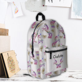 Crystal Rainbow Unicorns auf Silver Bedruckter Rucksack