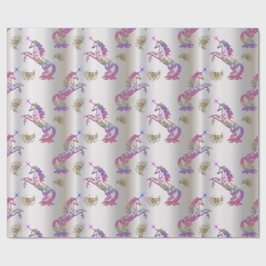 Crystal Rainbow Unicorns Geschenkpapier (Flach)