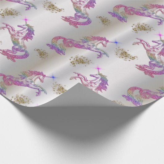Crystal Rainbow Unicorns Geschenkpapier (Ecke)