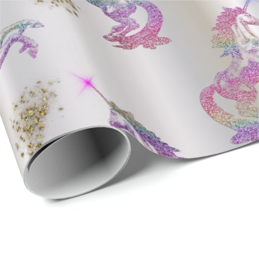 Crystal Rainbow Unicorns Geschenkpapier (Rolleneckpunkt)