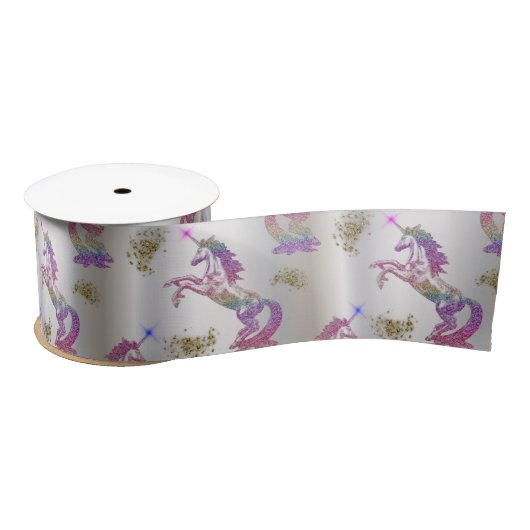 Crystal Rainbow Unicorns Satinband (Spule)