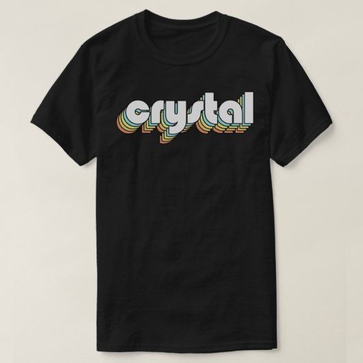 Crystal Retro Rainbow Typografy Faded Style T-Shirt (Design vorne)