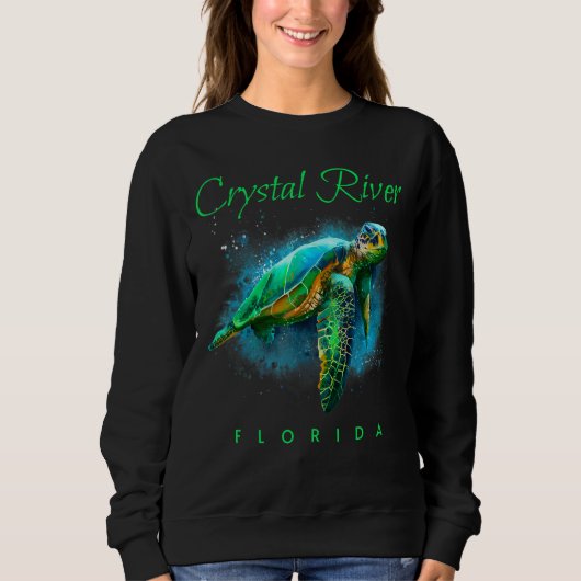 Crystal River Florida Wasserfarbenschildkröte Sweatshirt (Vorderseite)