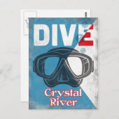 Crystal River Vintag Scuba Diving Mask Postkarte (Vorne/Hinten)